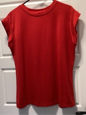Bright Red Women's Muscle Tee - Crewneck cap sleeves Top